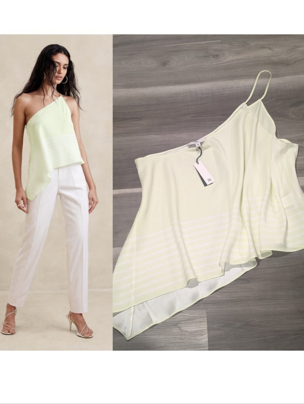 Banana Republic | One-Shoulder Silk Charmeuse Top In Frosted Celery